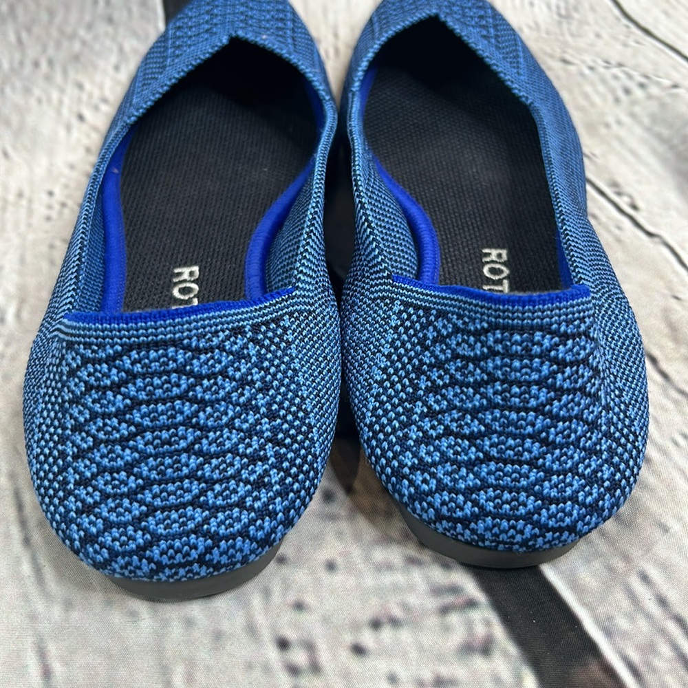 Rothy's RARE Lapis Blue Navy Python The Point Flats Size 7.5 Excellent Condition - Picture 11 of 11
